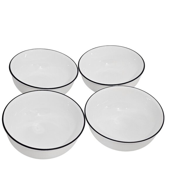 4 Corelle Black & White Soup Cereal Bowls 5.5" break chip resistant dishwasher - Picture 2 of 9